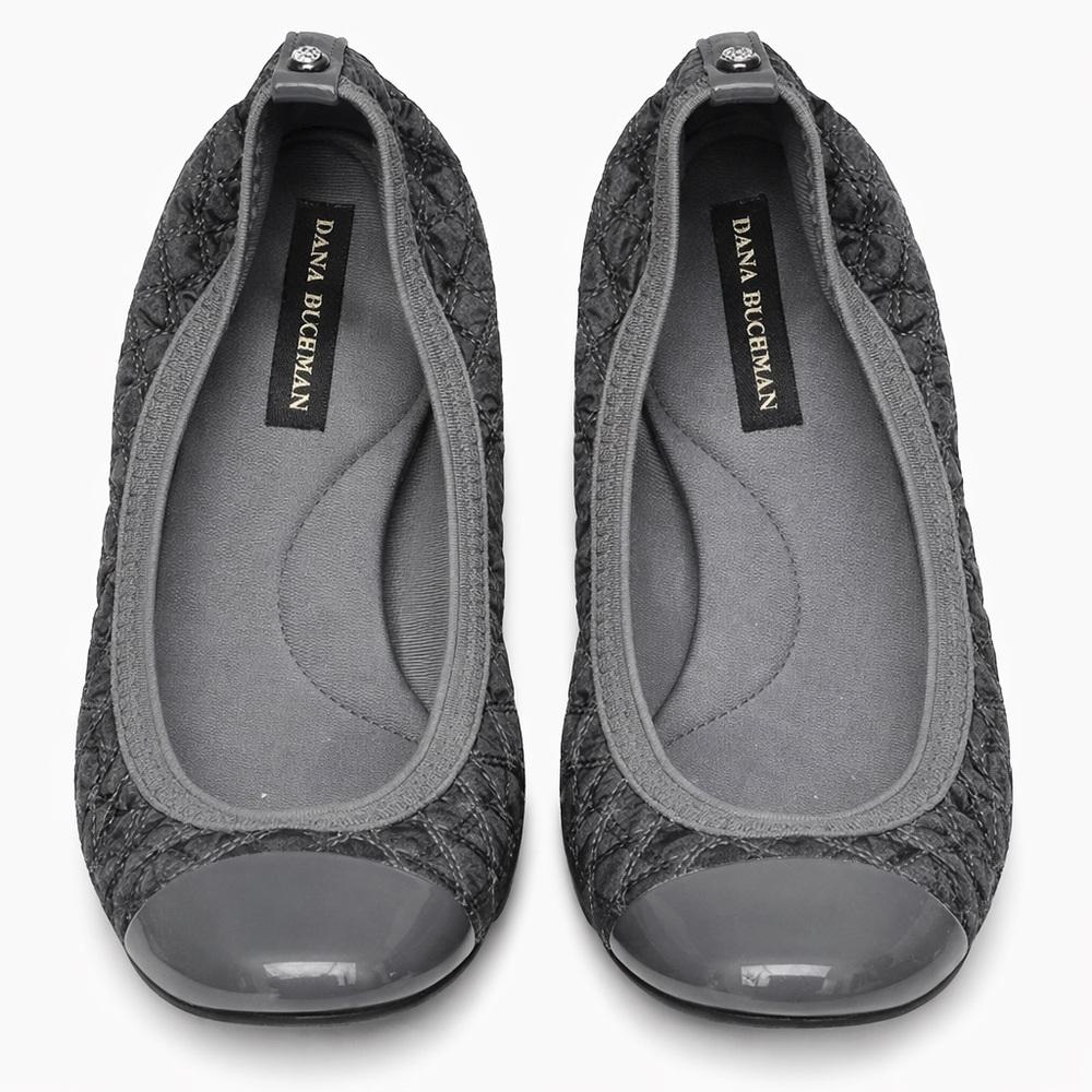 Dana Buchman Gray Quilted Ballet Flats Size 10 Women’s Cap Toe Slip On Shoes - Picture 3 of 5